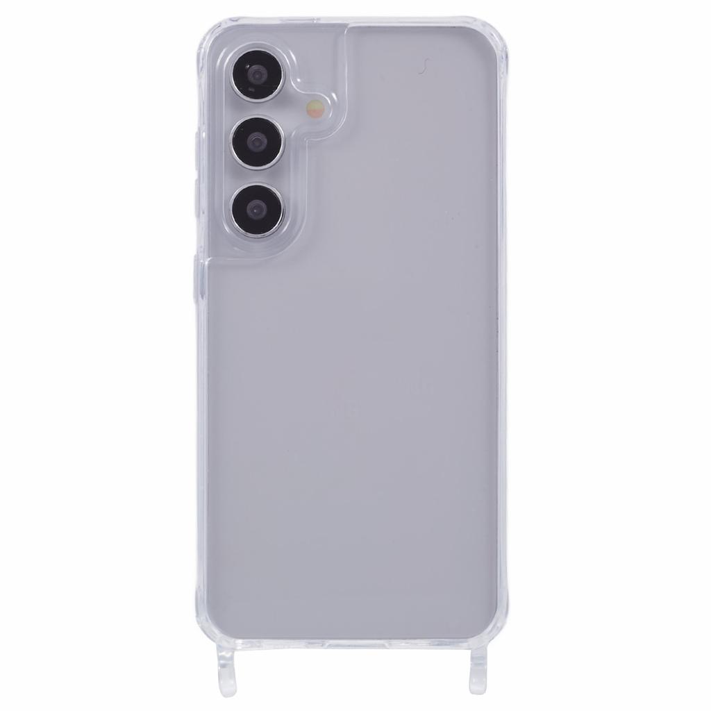 For Samsung Galaxy S24+ Case PC+TPU 1.5mm Clear Phone Cover with Lanyard Holes