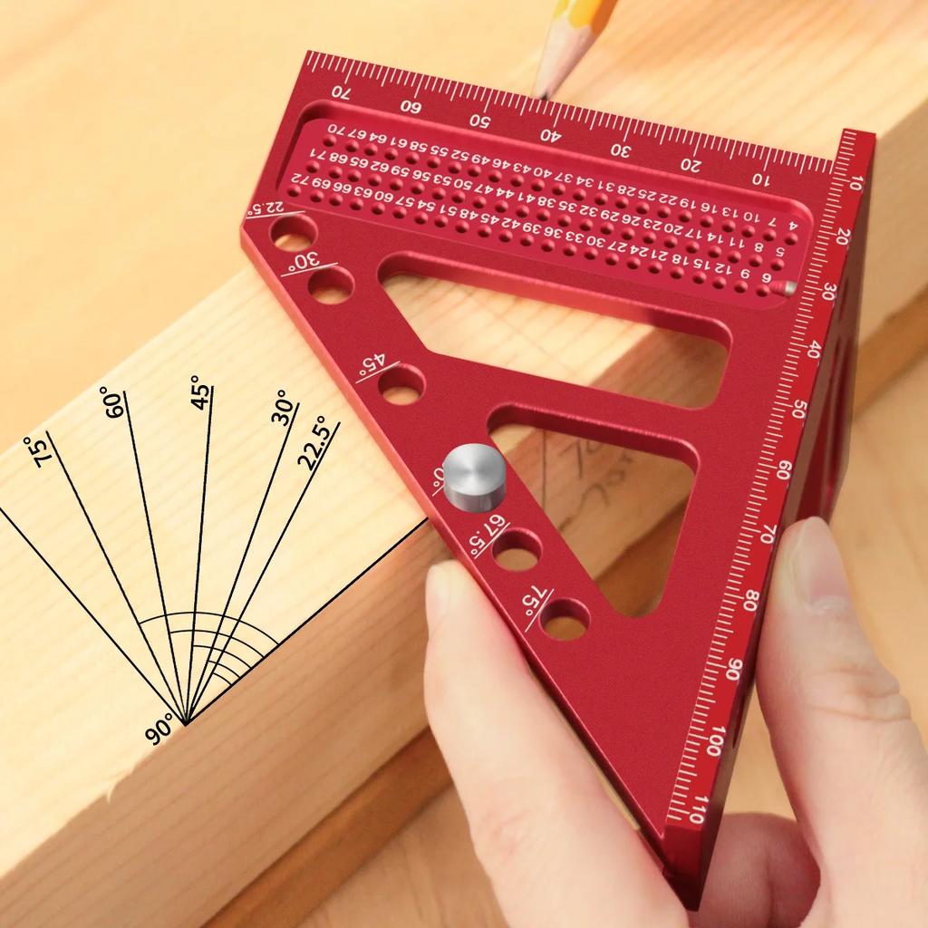 3D Measuring Ruler Aluminum Alloy Woodworking Square Protractors Triangle Layout Measuring Tool  Multipurpose Measuring Ruler