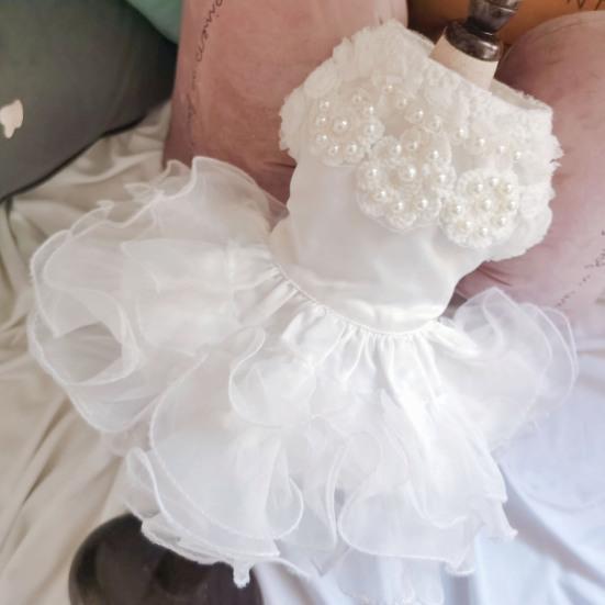 Yousheng Pet Wedding Dress Eye-catching Wear Resistant Polyester Teddy Dog Lace Style Wedding Dress Pet Apparel for Outdoor