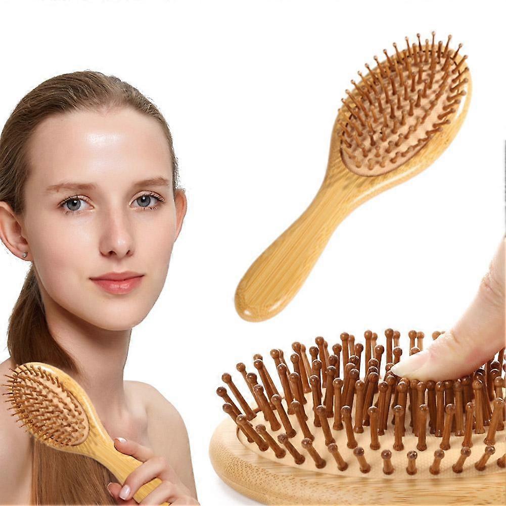 Massage Nanmu Comb Handheld Labor-Saving Round Tooth Comb Non-Damaging Hair Women Long Hair Household Rubber Air Cushion Comb