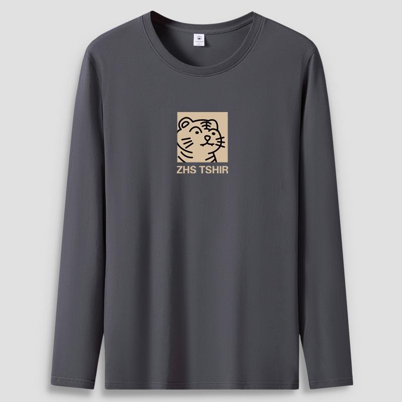 Tiger Cub S-5XL Mens Long Sleeved Tee Shirt Pure Cotton Man Casual Pullovers Large Size
