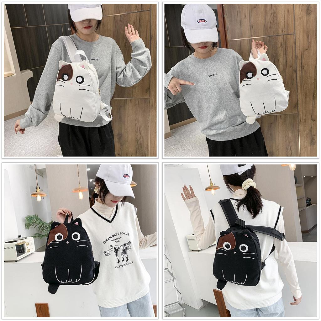 New Arrival 20l Canvas Cat Backpack For Girls And Boys Soft And Durable With Lovely Print
