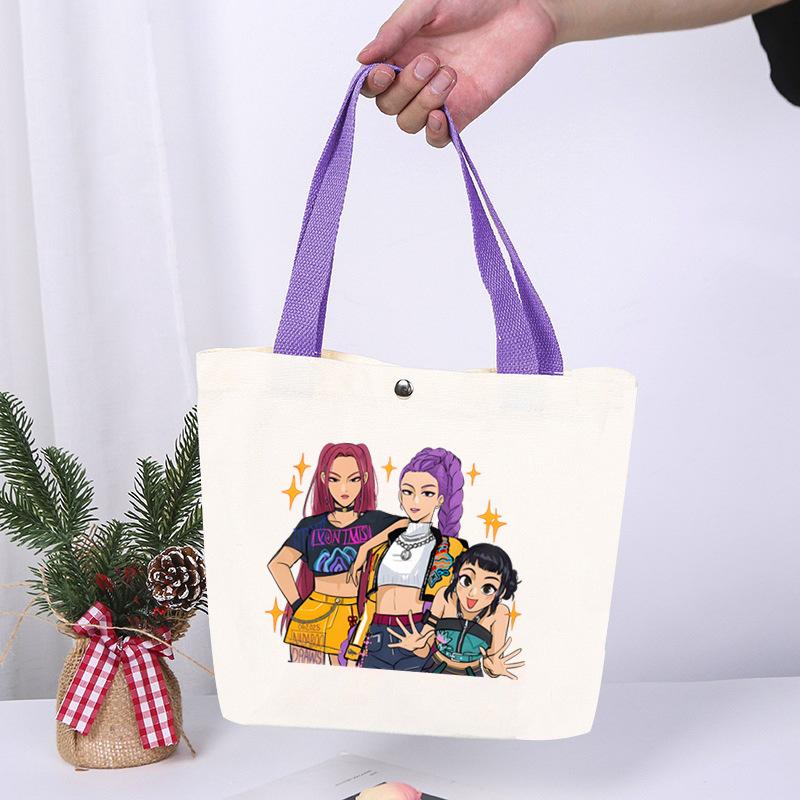K-Pop Animation Cartoon Printing High Value Fashion Simple Canvas Bag Going Out Portable Shopping Bag Handbag