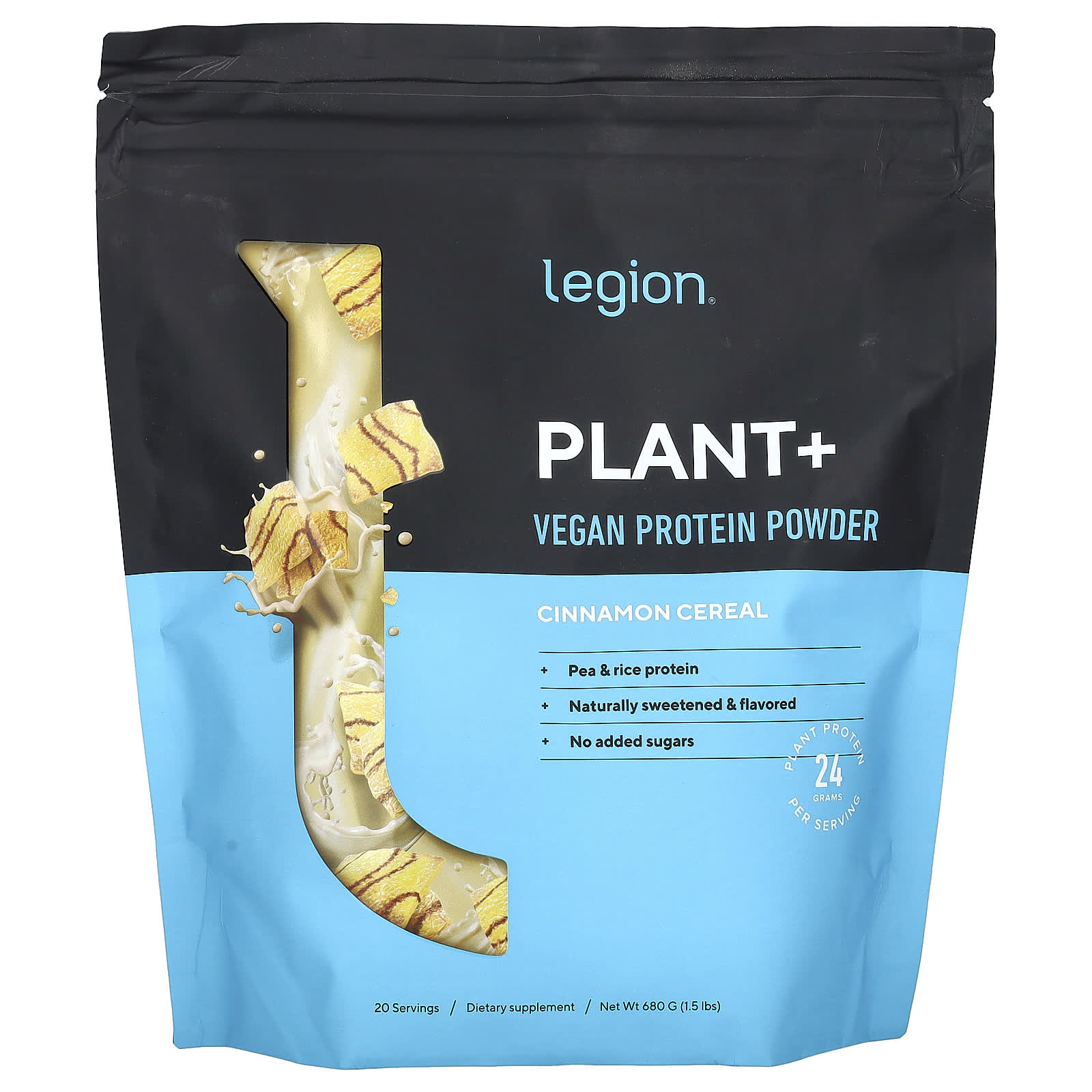 

Legion Athletics, Plant+, Vegan Protein Powder, Cinnamon Cereal, 1.5 lbs (680 g)