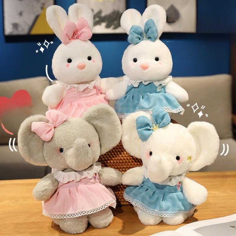 Plush Bunny And Elephant Gift Set For Kids And Teens Soft Animal Toys