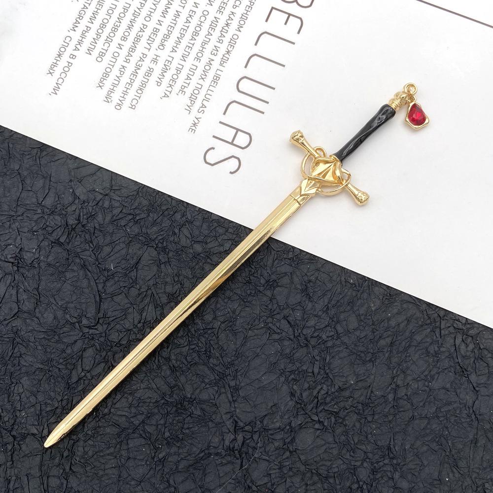 Ancient High-Grade Alloy Sword Hairpin: Color-Preserving Electroplated Hanfu Hair Accessory for Updos