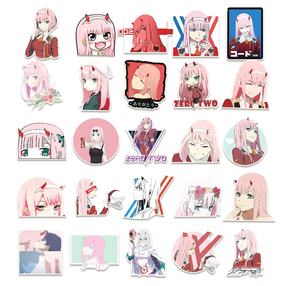 50 Franxx Graffiti Stickers Suitcase Car Computer Water Cup Refrigerator Stickers Waterproof Hand Account