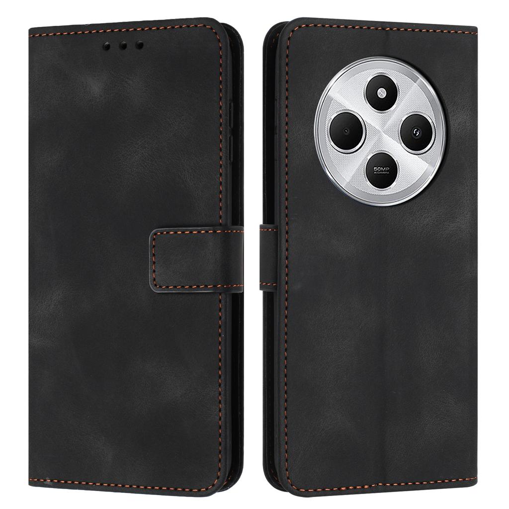 For Xiaomi Poco C75 4G/Redmi 14R 5G/14C 4G Leather Case Solid Color Wallet Protective Phone Cover
