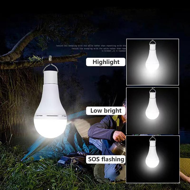7W Solar Light Waterproof USB Charged Hanging Emergency Sunlight Powered Lamp Outdoor Indoor House Solar Bulb Light Solar Panels