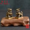 Antique Bronze 1 Pair Lions Seal Desktop Ornaments Copper Animal Miniature Figurine Lucky Brass Lion Statue Feng Shui Decoration
