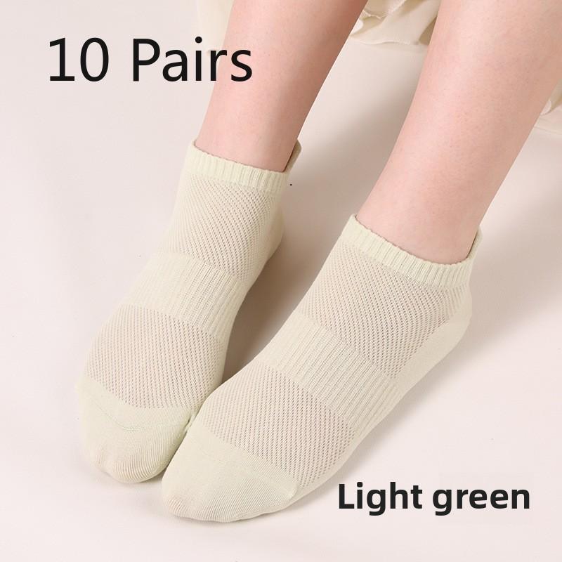 10 Pairs  Women's Spring and Summer Antibacterial Breathable Anti-ball Mesh Mesh Women's Boat Socks Tight-knit Socks