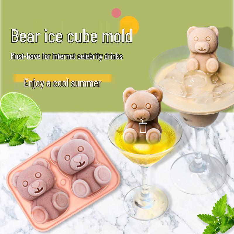 Bear Silicone Ice Cube Tray & Popsicle Mold - Cartoon Ice Ball & Ice Cream Maker