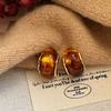 Fashion C-Shaped Amber Color Resin Hoop Earrings For Women Girls Charm Trend Earring Boucle Oreille Exquisite Jewelry