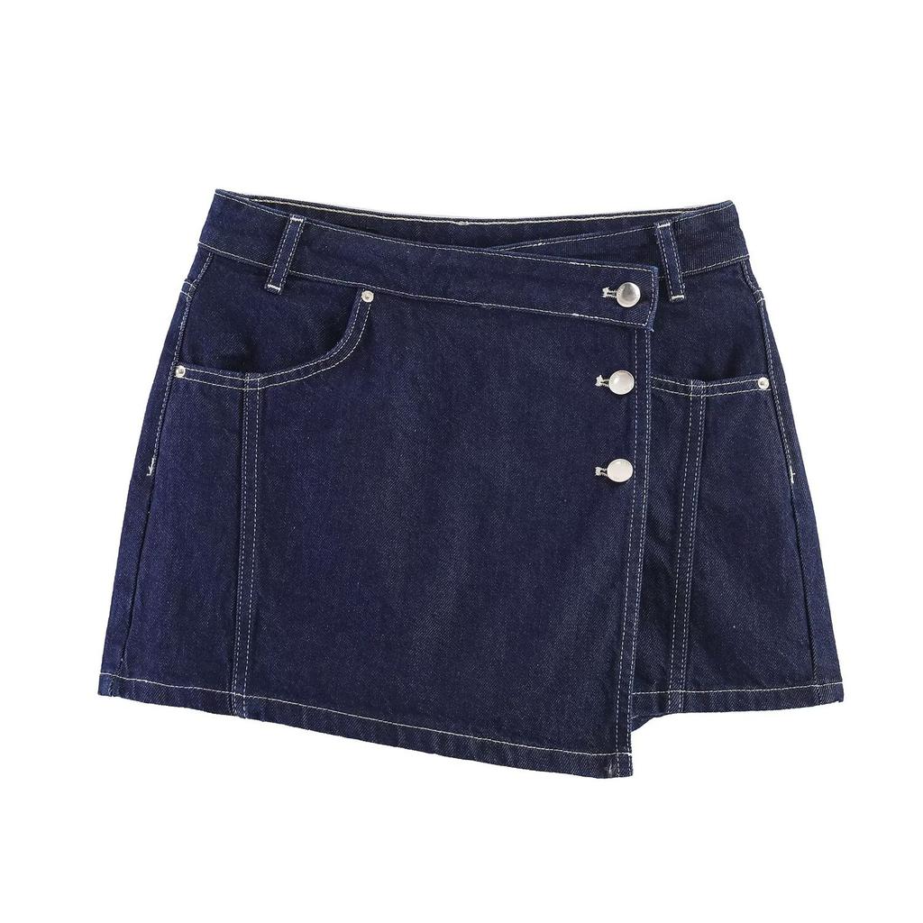 European and American French women's clothing fashionable and versatile temperament casual, denim short shirt + denim skirt pants