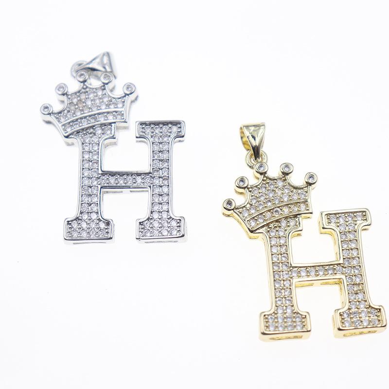 26 English Letters Women'S Letters Crown Pendant Necklace Zircon Pendant Jewelry