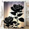 Monochrome Rose Shower Curtain - Elegant Black And White Floral Design For A Waterproof And Unique Bathroom Dcor Set
