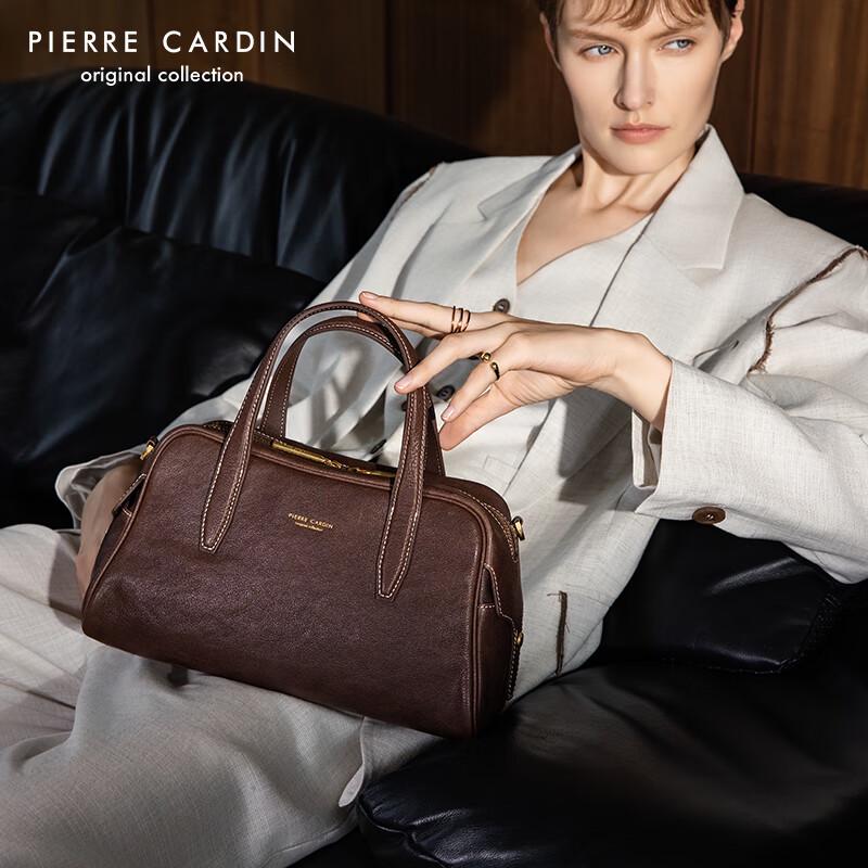 Pierre Cardin Vegetable-Tanned Leather Boston Pillow Bag