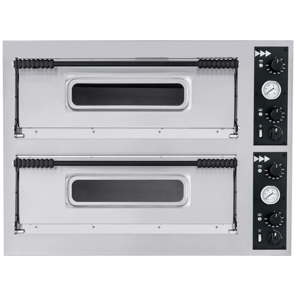 Four à pizza basique XL 44 à 2 chambres 8 pizzas 400 V 12000 W