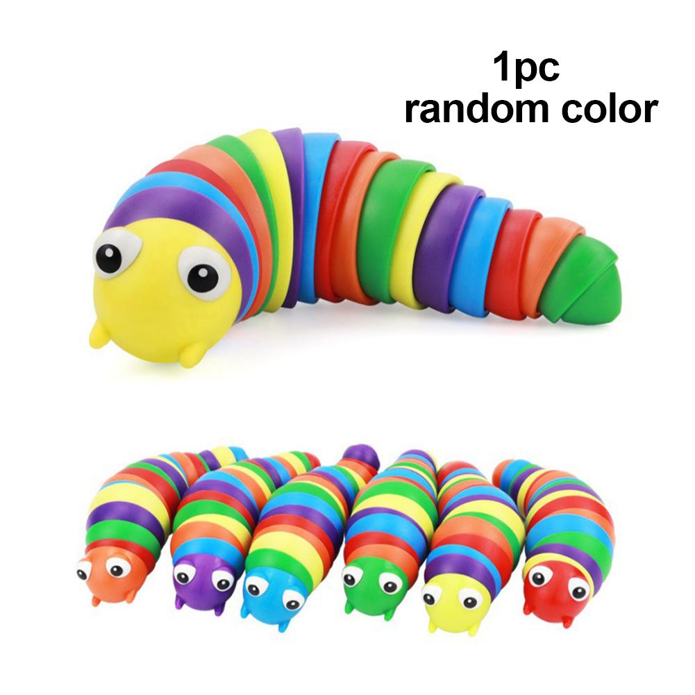 Novelty Flexible Fingertip Sensory Emulation Worm Toy Children Antistress Squirming Slug Gift Decompression Cute Rainbow Slug