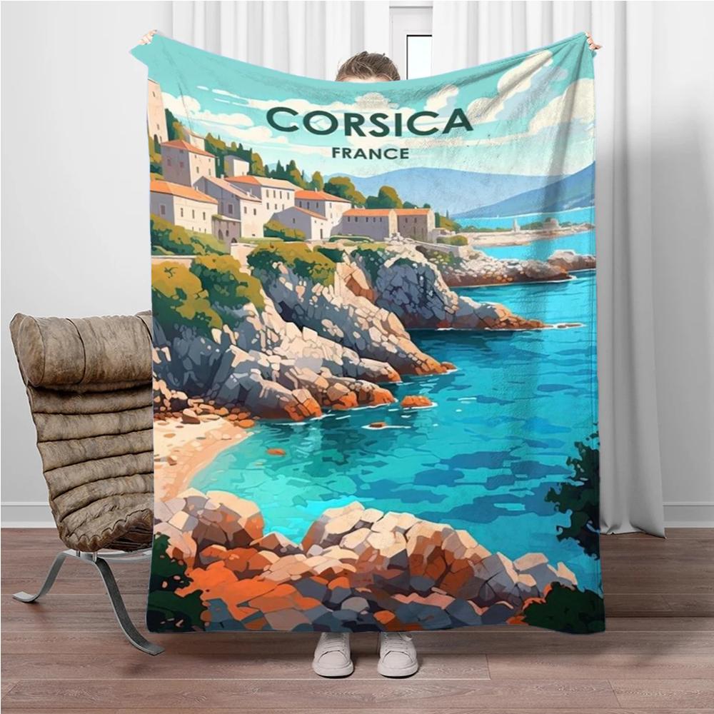 

City Scenery Flannel Blanket Children Warm Soft Blanket for Sofa Bed Office Cover Blanket Suitable for Birthday Souvenir Gifts 75x90cm