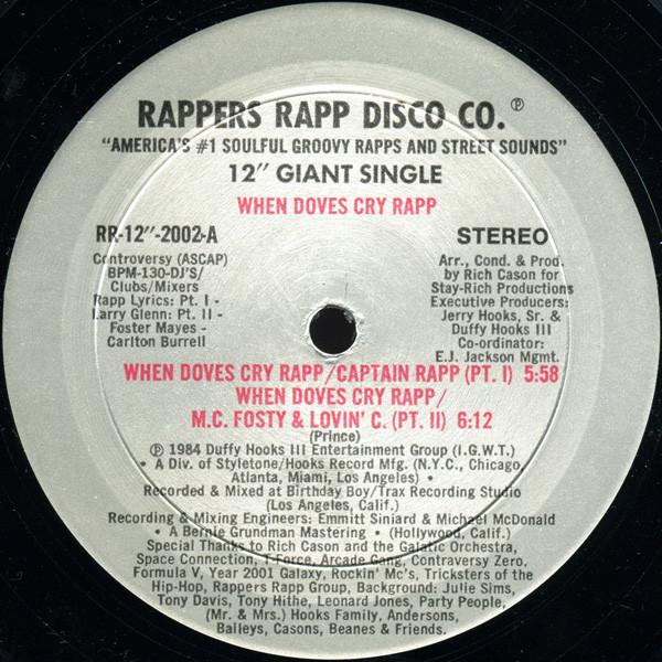 12inch Record VARIOUS When Doves Cry Rapp RR122002 Rappers Rapp Di 1984 US SoulFunk Used