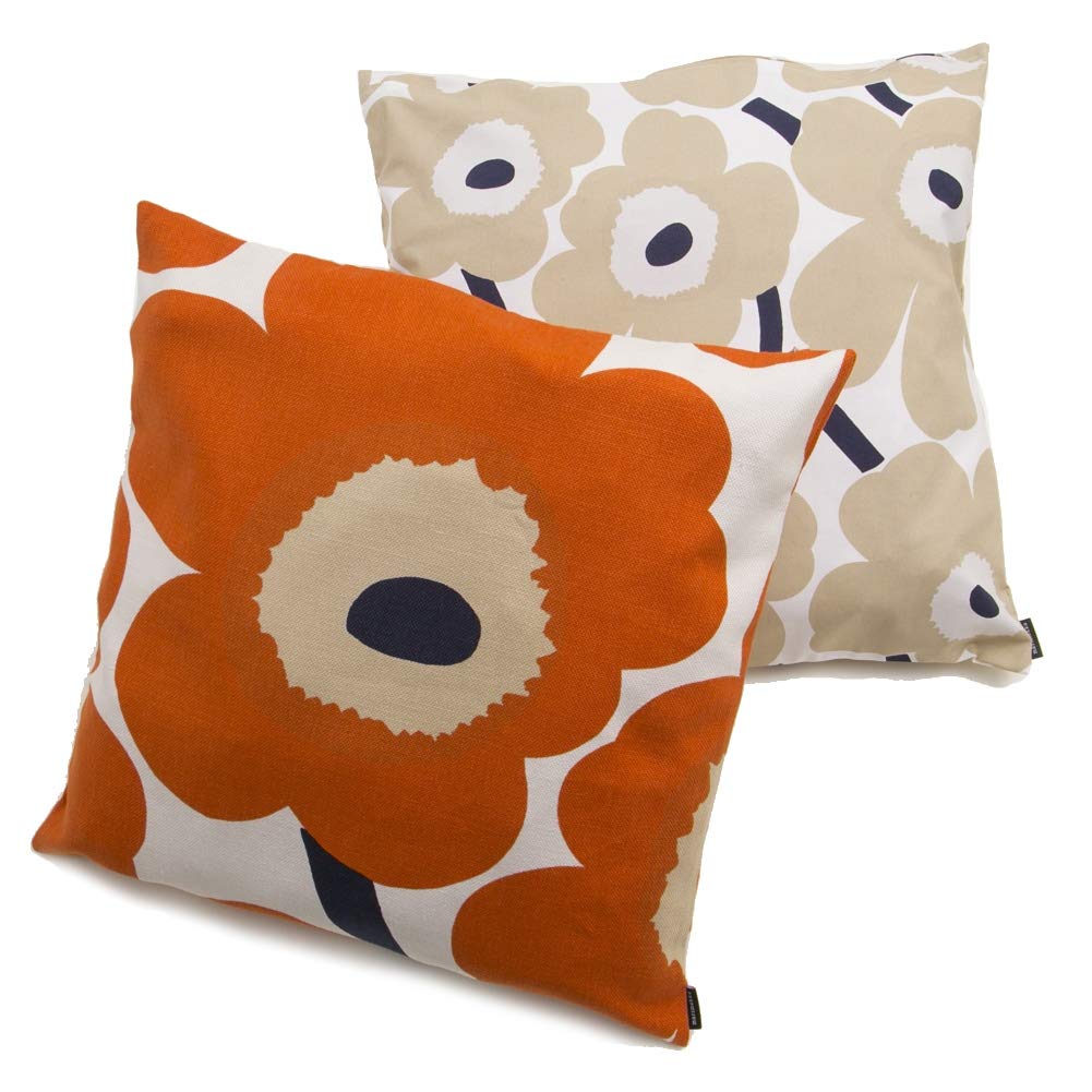Marimekko Cushion Cover, 50x50cm, Unikko, Off-White, Beige, and Dark Blue, 069251 185 [Parallel Import]