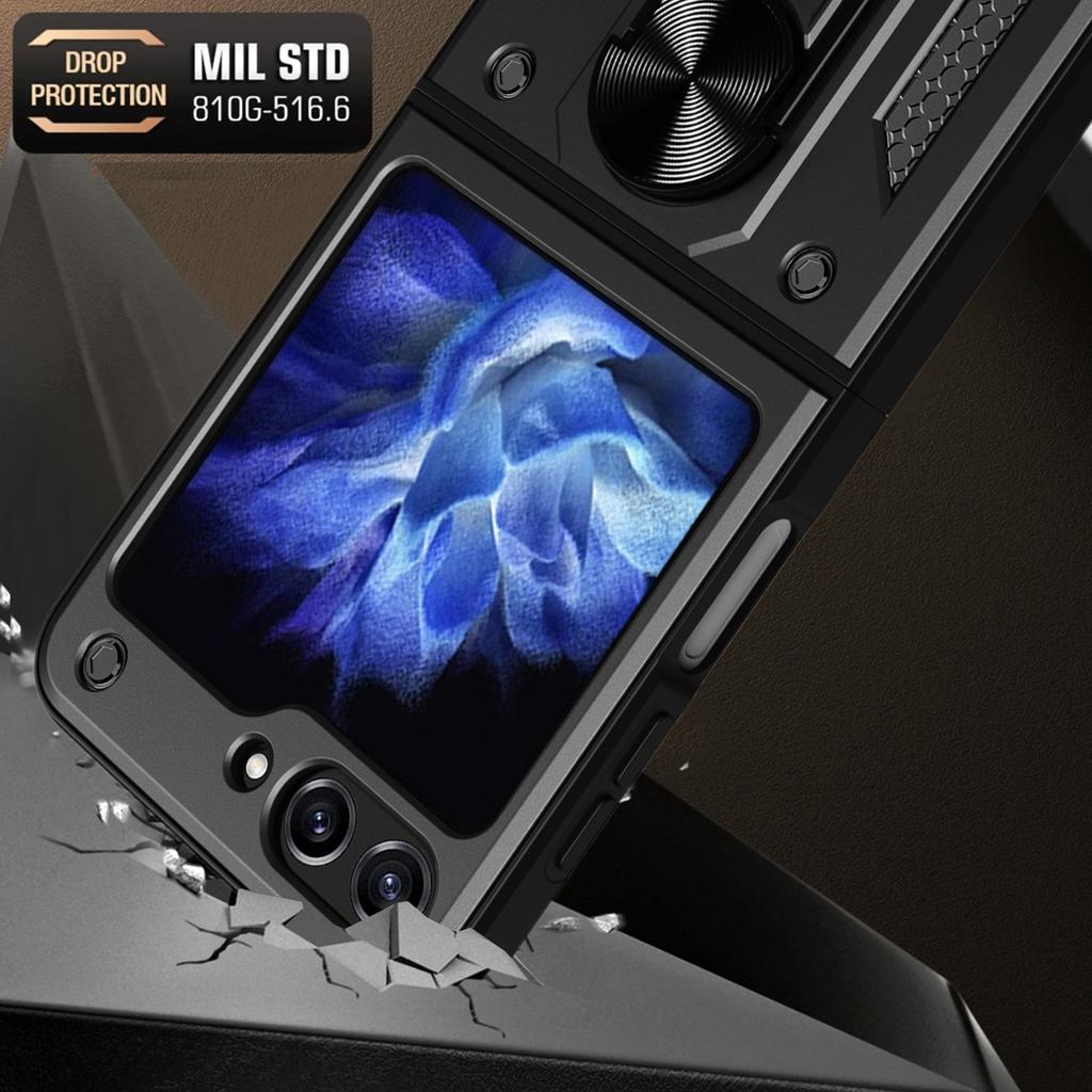 Schutzhülle mit Ringhalter aus PC+TPU für Samsung Galaxy Z Flip6 5G