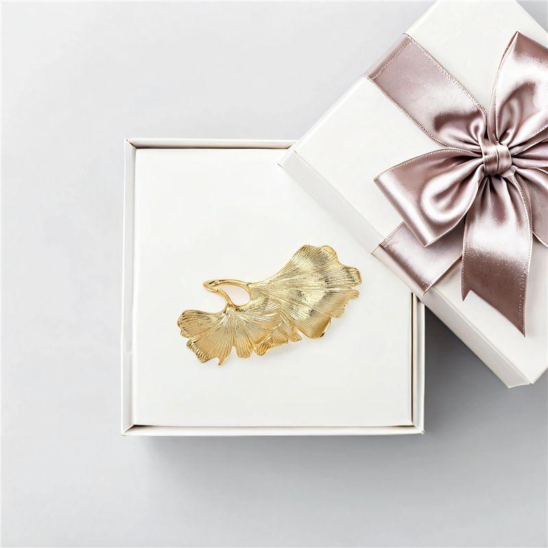 Vasso Decorativo Foglia di Ginkgo Biloba Foglia d'Oro Vasso per Gioielli in Oro Piatto Decorativo da Scrivania Vasso Organizzatore per Anelli Collane