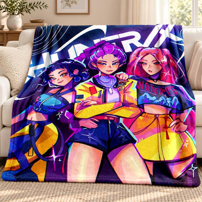 Kpop demon hunters blanket Flannel Blanket Soft Cozy Plush Throw for Sofa Bed Lightweight Home Decoration Outdoor camping