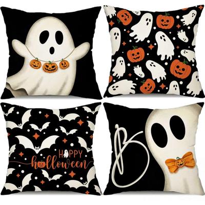 Halloween Niedliches Geist Cartoon Muster Kissenbezüge Dekorative Zuhause Doppelseitiger Druck Quadratisches Kissen Dekoration Kissenbezug