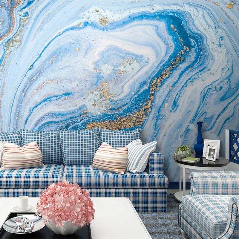 Large Murals Blue Marble Wallpaper Living Room TV Background Wall Decor Home Modern Wallpaper