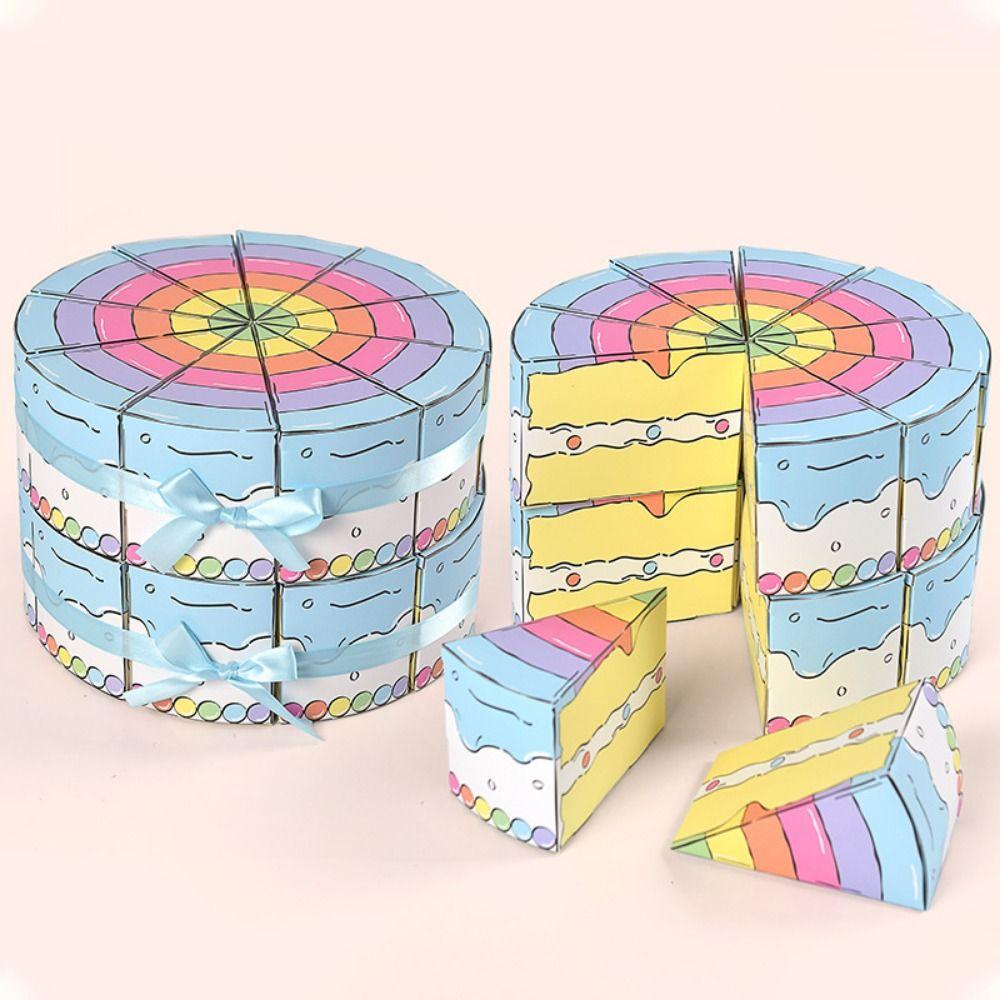 10 ks Vícebarevná trojúhelníková dárková krabička na dort Kreslená dárková balicí krabička Nová dárková krabička Stolní ozdoba