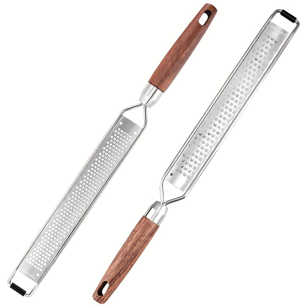 2pcs Stainless Steel Cheese Grater , Lemon Zester with Wooden Handle , Versatile Kitchen Tool for Vegetables, Fruits, Ginger, Chocolate