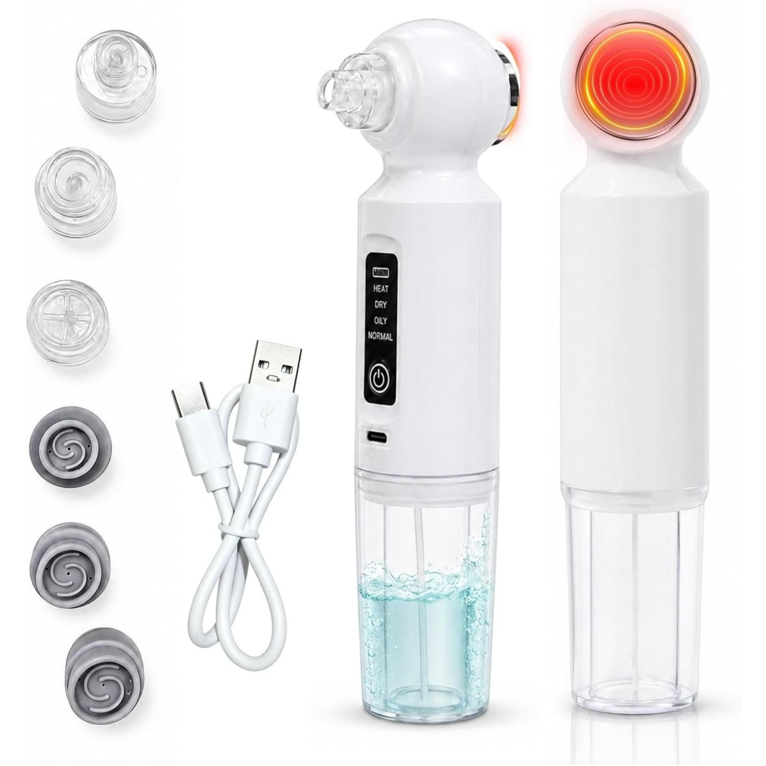 Blackhead Remover Vacuum with 46° Warm Compress-Smart Water-Oxygen Hydration Mode, 6 Heads Facial Vacuum Pore Cleaner, 3-Level Pore Vacuum Blackhead белый