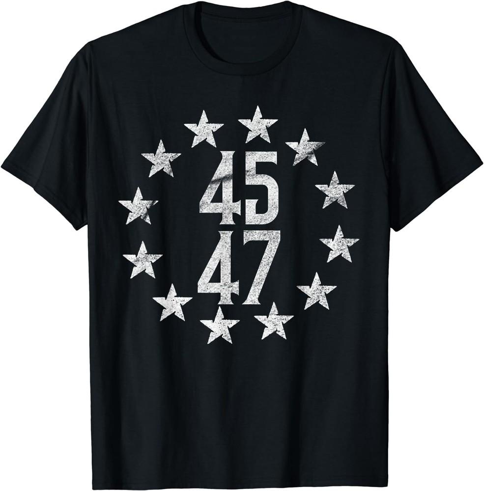 

Trump 2024 45 47 Trump Save America Again USA Flag T-Shirt Size S-5XL Unisex T-Shirt L