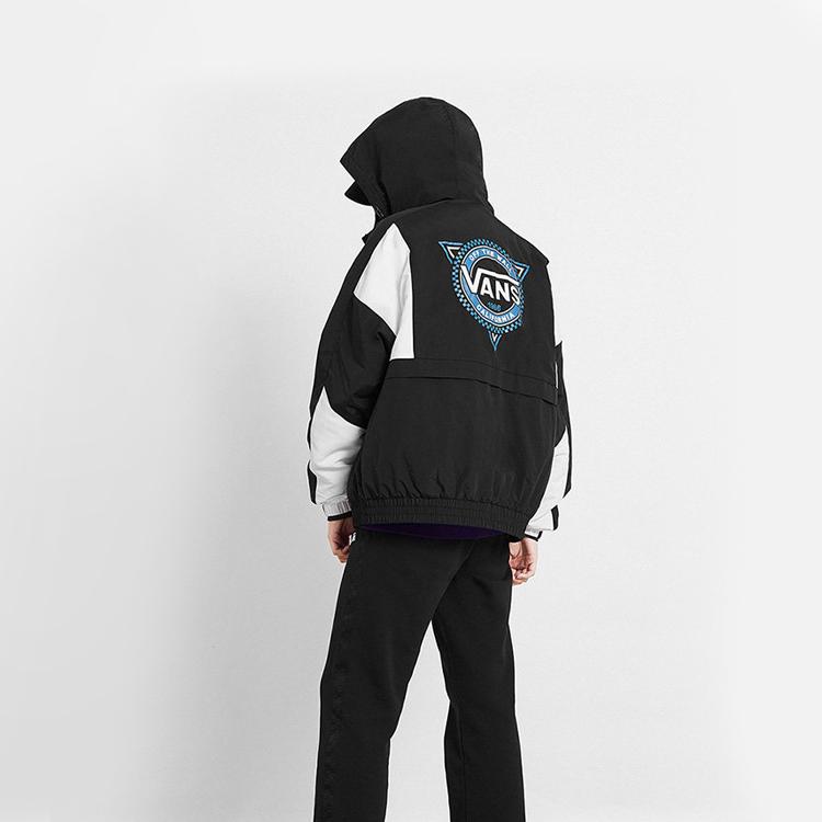 Vans Colorblock Patchwork Hooded Sports Jacket Men Outerwear Black VN0A48CJBLK