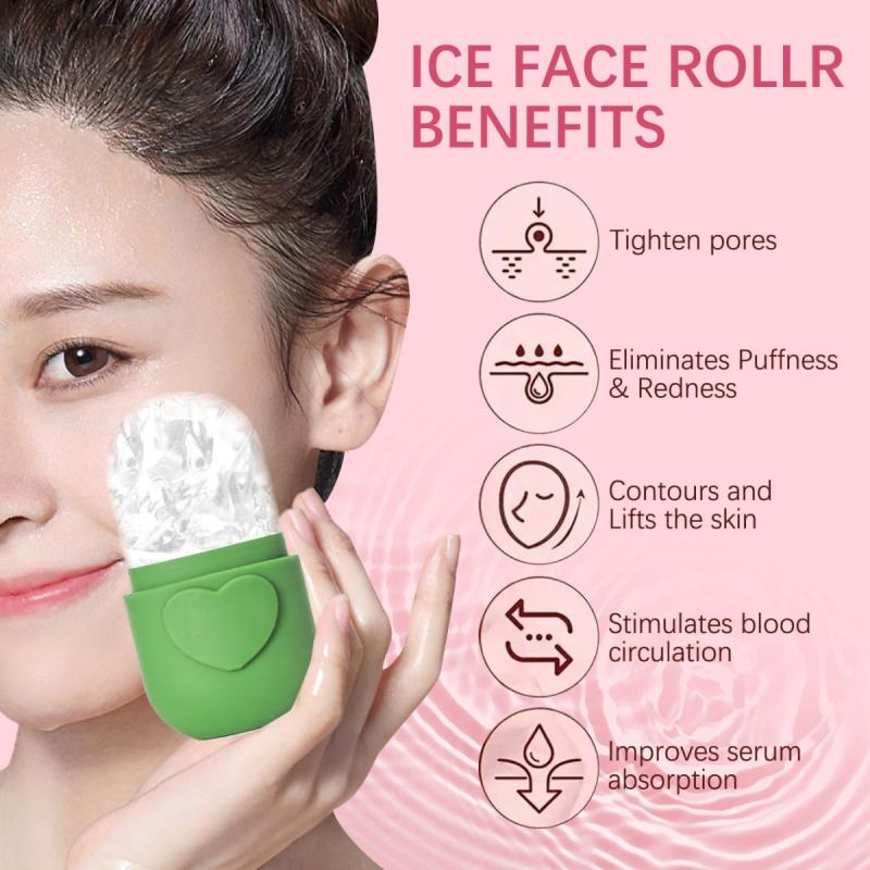 Ice Roller For Face And Eyes Beauty Massage Silicone Ice Mold Cooling And Firming Facial Skin Ice Roller Leak-proof Reusable