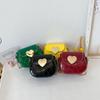 Cute Little Girls Mini Shoulder Bag For Kids Coin Purse Small Handbags Lovely Patent Leather Peach Heart Crossbody Shoulder Bag