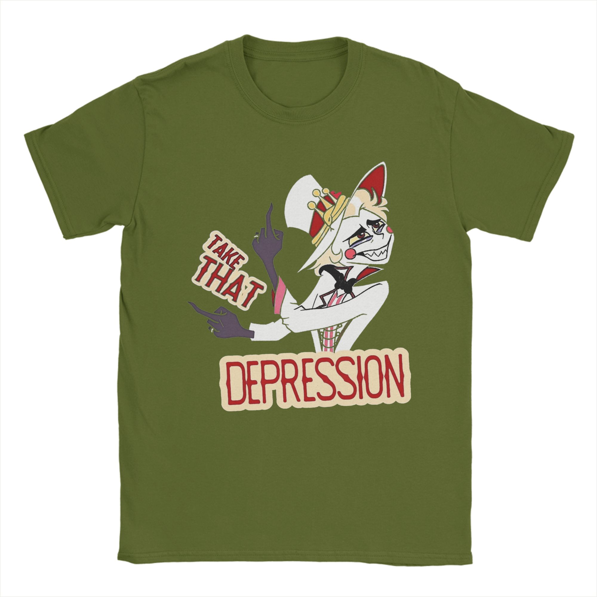 

Awesome Take THAT Depression Lucifer Hazbins Hotels T-Shirts Men Round Neck Cotton T Shirts Short Sleeve Tee Shirt Gift Tops 4XL