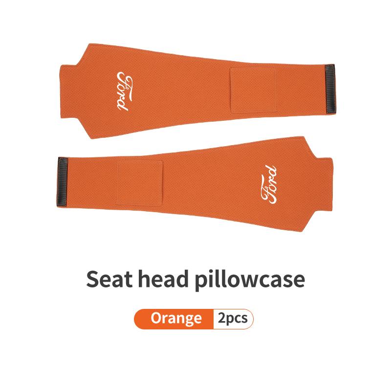 Car Headrest Pillowcase Suede Leather Perforated Design Anti Scratch For Ford Fiesta Ranger Mondeo Escape Ecosport Fusion