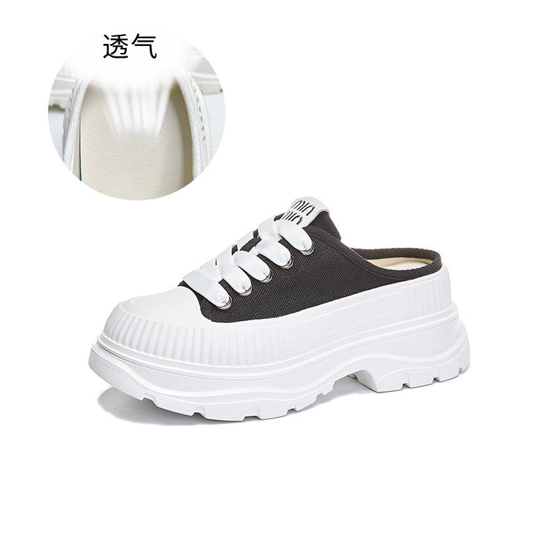 Canvas Bag Head Slippers 2025 Summer New Women's Platform Half Slippers Women's Casual Fashion Women's Shoes