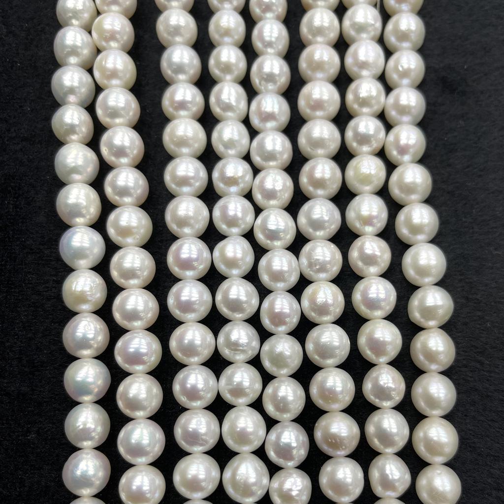 1String, White Natural Freshwater Pearls Beads for Jewelry Making DIY Crafts (Beads 9-10mm, Length 36cm)