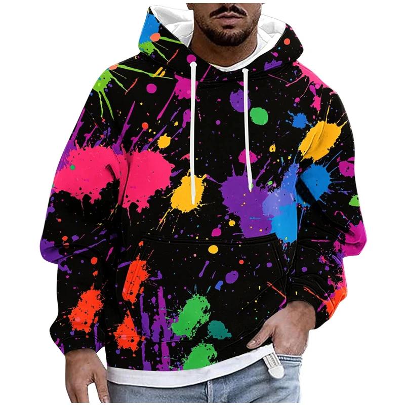 Nuove Felpe con Cappuccio Grafiche 3D Unisex Uomo Colorate Pittura Stile Astratto Fresco Modello Stampato Felpa Casual Felpa Trendy Top per Uso Quotidiano