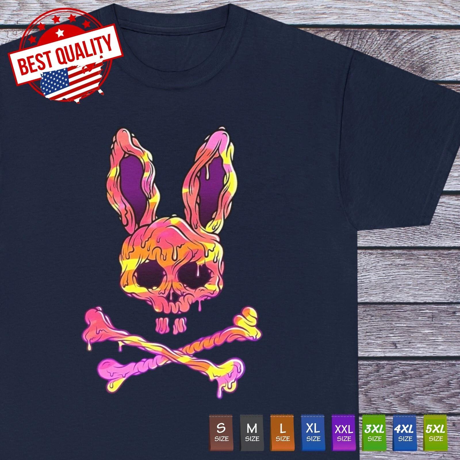 Fashion Novelty Rabbit T Shirt Psychedelic Style Bunny Psycho Tee Bunnies 3XL