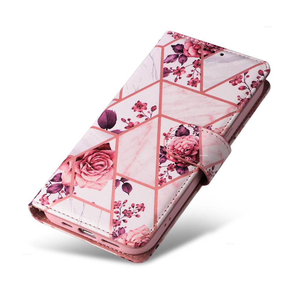Applicable to iPhone15 mobile phone leather case 15Pro bronzing marble card wallet protective case 15ultra