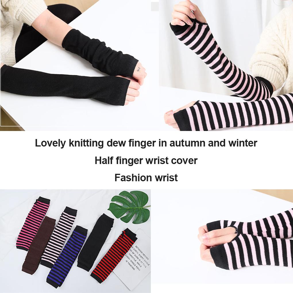 1 Pair Girl Fingerless Glove Simple Style Comfortable Knit Gloves Knitting Craft Girls Arm Covers Hand Cover for Outdoor Wearing