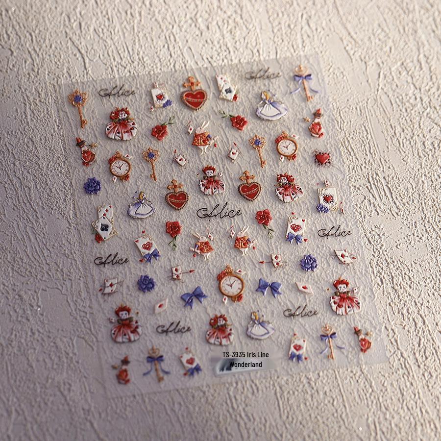 

Наклейки для ногтей «Алиса в Стране чудес»: Самоклеящиеся цветочные наклейки и аксессуары для нейл-арта