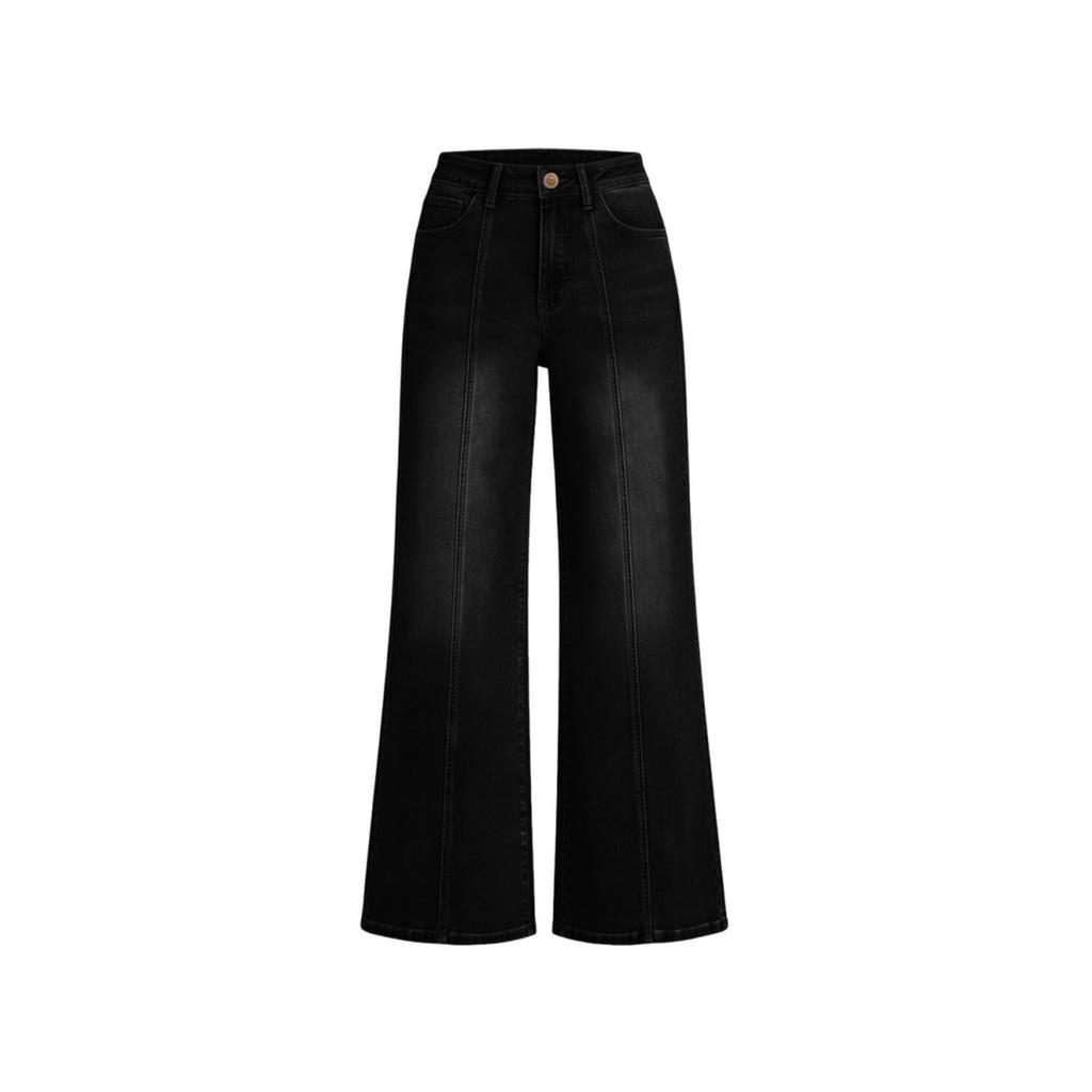 High Waist Wide Leg Jeans for Women Casual Straight Fit Denim Pants with Button and Zipper Fly Classic Design