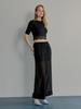 MUSE BY ROSE Daria See-Through Wide Pants (Black)