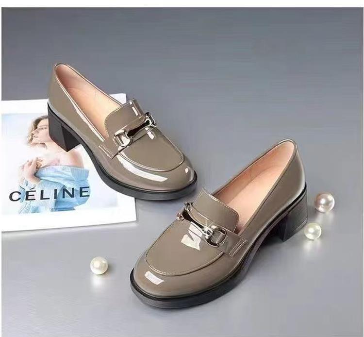 2024 Dámské mokasíny z pravé kůže na robustním podpatku - Jarní & Podzimní britský styl jediné boty